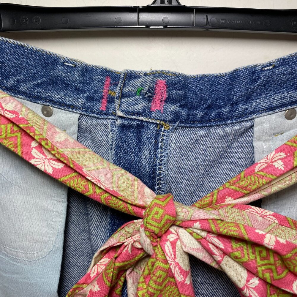 Artsy Festival Upcycle Denim Repurposed Waist Apron Colorful One Size Handmade - Picture 8 of 10